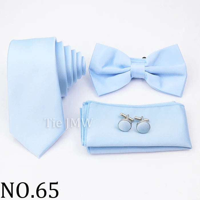 Hot Sale Pink Purple Sage Green Tie Set Polyester Necktie Bowtie Cufflink Brooch For Groom Suit Wedding Cravat Shirt Accessory