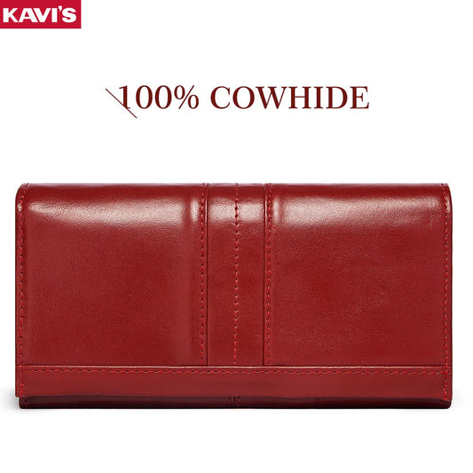 2024 Women's Clutch Bag Genuine Leather Wallets Fashion Female Cell Phone Purse RFID Blocking Credit Card Holder with Zipper Pocket