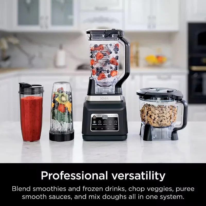 Ninja BN805A Pro Plus 5-in-1 Kitchen System, 1400W, Auto IQ, 72oz Blender Pitcher, 64oz Processor Bowl, 2x32oz Cups, Black