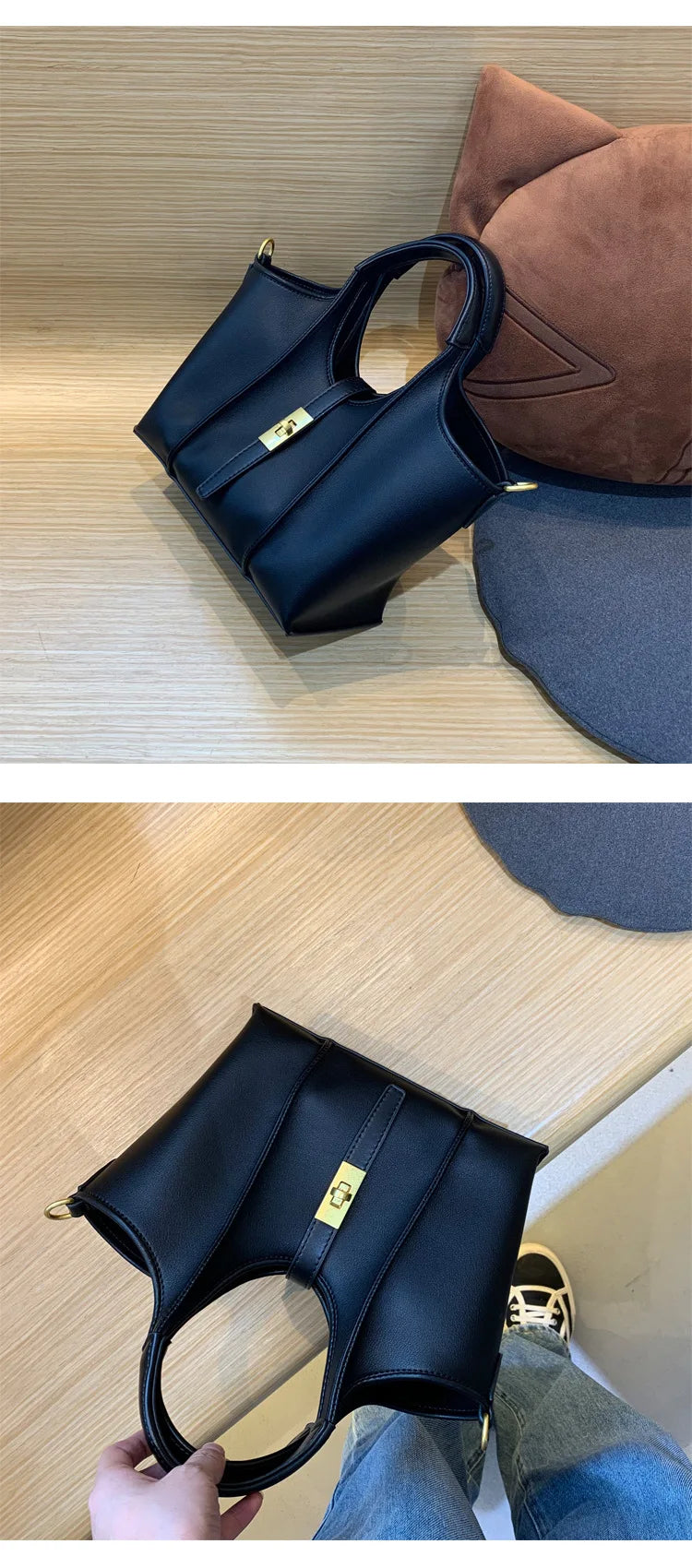 Vegetable basket bag for women 2024-2025 cloth pattern handbag large capacity niche design bucket bag PU sub-mother tote bag