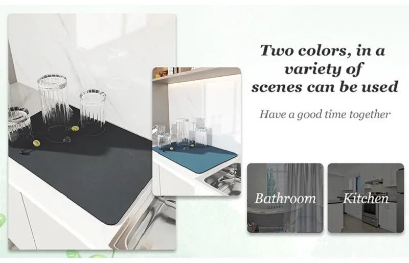 1pc Solid Color Drying Mat Non-Slip Absorbent Mat Tableware Kitchen Counter Drain Mats Placemats For Table