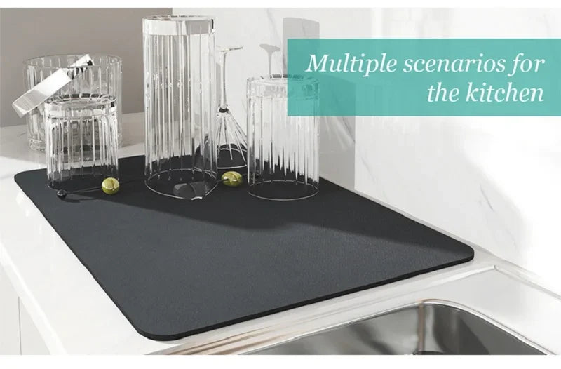 1pc Solid Color Drying Mat Non-Slip Absorbent Mat Tableware Kitchen Counter Drain Mats Placemats For Table