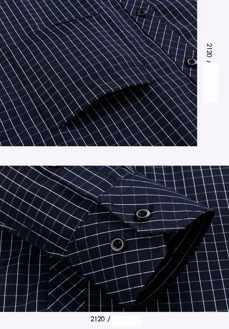 NEW 2024-2025  Men's Long Sleeve  Business Work Classic Office Plaid Striped Smart Casual Shirts More colo Solid Basic Dress Shirt Formal