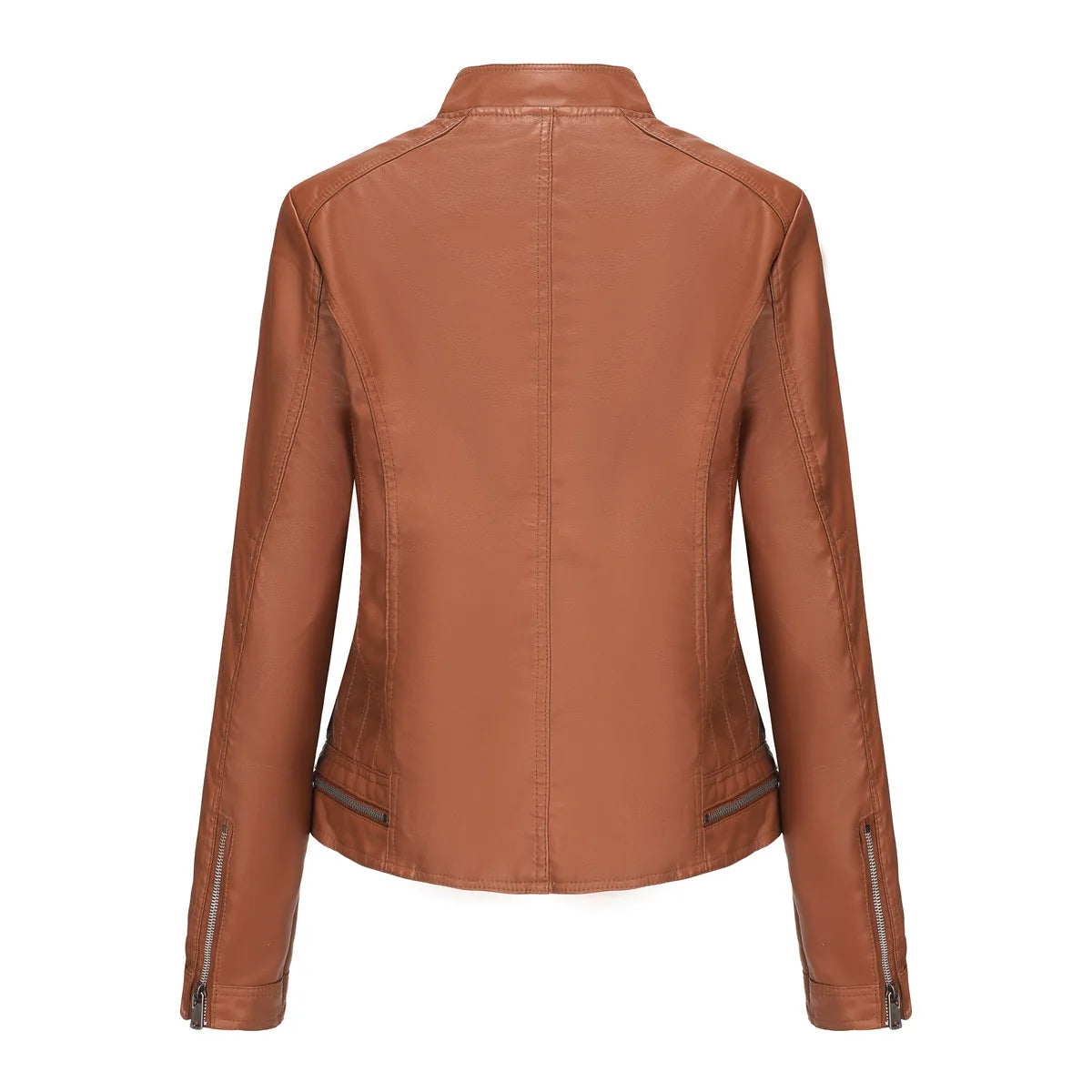 Faux Leather Jackets for Women 2024 Autumn Moto Biker Zipper Jacket Spring Motorcycle Coat Army Green Brown Red Jaqueta Feminina