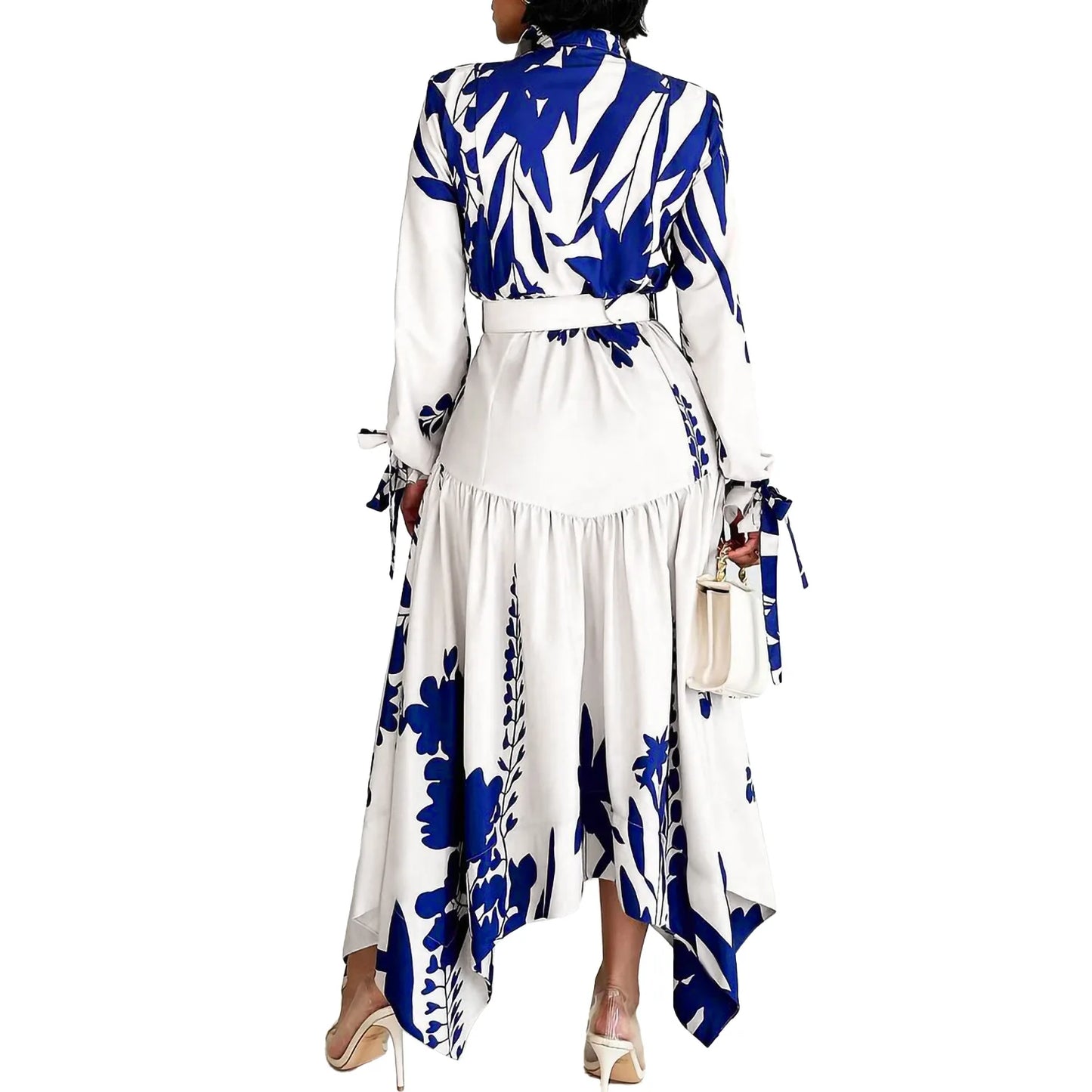 Brand new collection 2024-2025 Europe Plus-size Women's Fashion Fashion New Temperament Printed Irregular Lapel Dress Y2k Dress