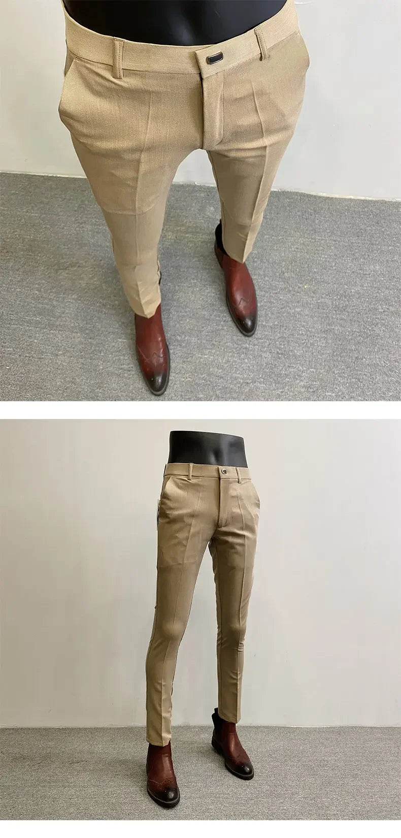 Summer Thin Men's Pants Non-iron Business Pants Men Formal Office Solid Color Daily Wear Casual Slim Fit Dress Suit Trousers Men