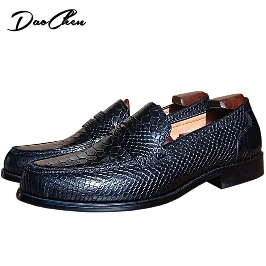 OUR 2025 NEW Collection LUXURY BRAND LEATHER SHOES BROWN BLACK SLIP ON SNAKE PRINT MEN'S CASUAL SHOES WEDDING OFFICE casual loafers men