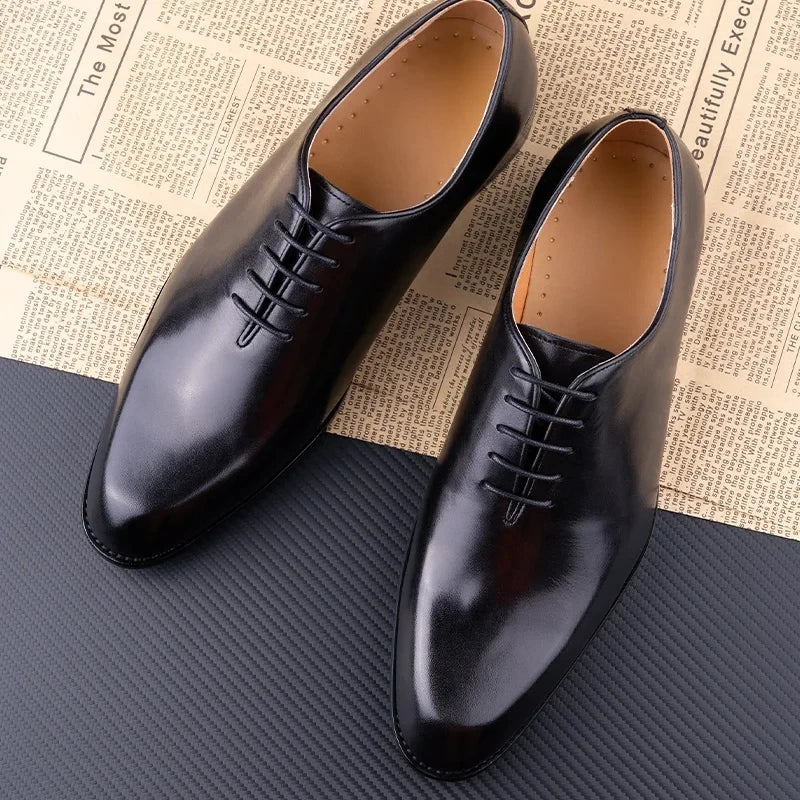 New 2024 Successful Men's Leather Shoes High Quality Handmade Oxford Casual Business Office Work Shoes For Gentleman Lace Up Comfortable