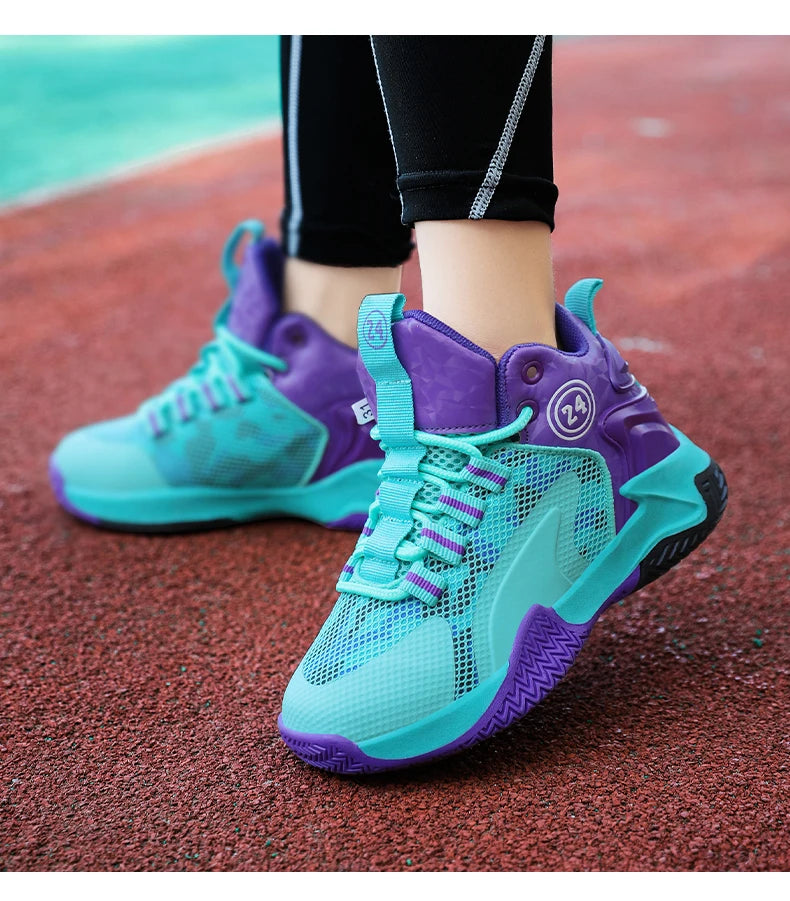 New Kids Basketball Shoes Boys Original Professional Men Field Breathable Gym Cushion Women Basketball Boots Tennis Sports Shoes