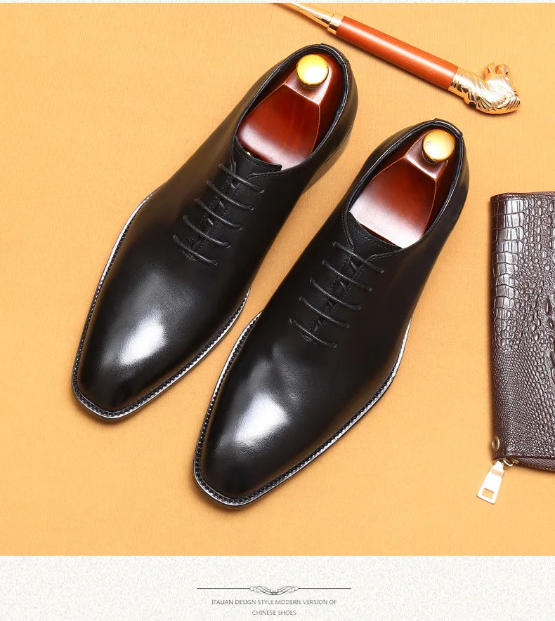 2024-2025 Italian Design Genuine Leather Shoes for Men Business Shoes Lace Up Oxfords Male Wedding Dress Shoes Men Plus Size 37-46