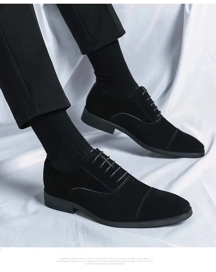 New 2024-2025 Men New Fashion Derby Shoes Pointed Anti Fleece Leather Lace up Business Dress Leather Shoes Black Brown Size 38-48