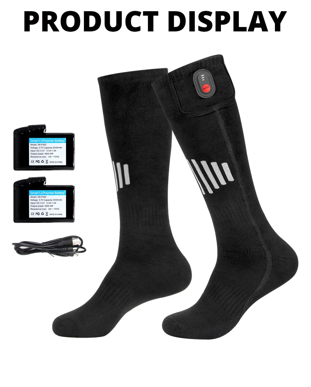 Heated Socks Winter Warmth 5000mAh USB Rechargeable 65℃ Heating Socks Motorcycle Outdoor Heated Boots Snowmobile Skiing Sock