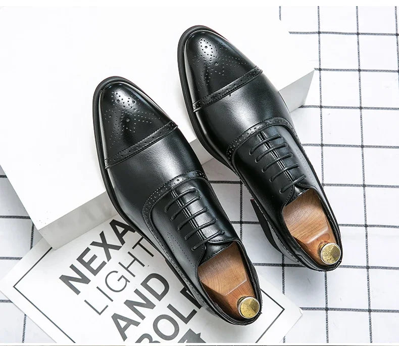Our New Collections 2024-2025 Men's Formal  Shoes Red Sole Fashion Business Casual Party Banquet Daily Retro Carved Lace-up Brogue Dress Wedding Shoes Size 48