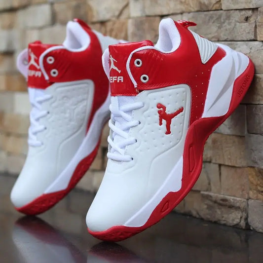 Brand New 2025 Professional Men's White Red Basketball Shoes Comfortable Casual Sneakers Anti-skid High-top Couple Women Basketball Boots