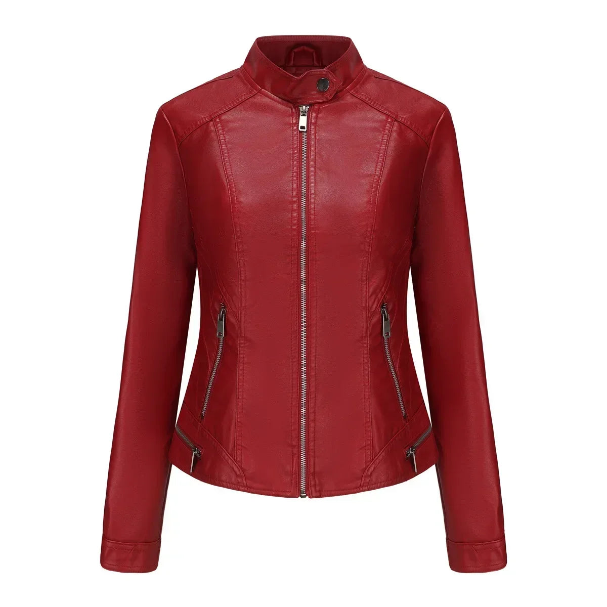 Faux Leather Jackets for Women 2024 Autumn Moto Biker Zipper Jacket Spring Motorcycle Coat Army Green Brown Red Jaqueta Feminina