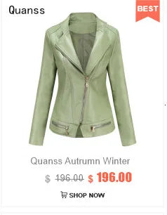 New In 2024 Spring Autumn Women's Pu Leather Jacket Fashion Casual Streetwear Coats Office Lady Black Zipper Jackets Outerwear