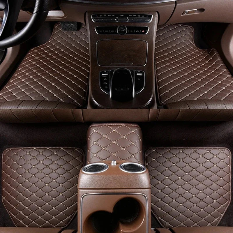 5PCS Universal Car Floor Mats PU Leather Waterproof Auto Foot Pad Protector Carpet Front and Rear Mats Set Auto Accessories