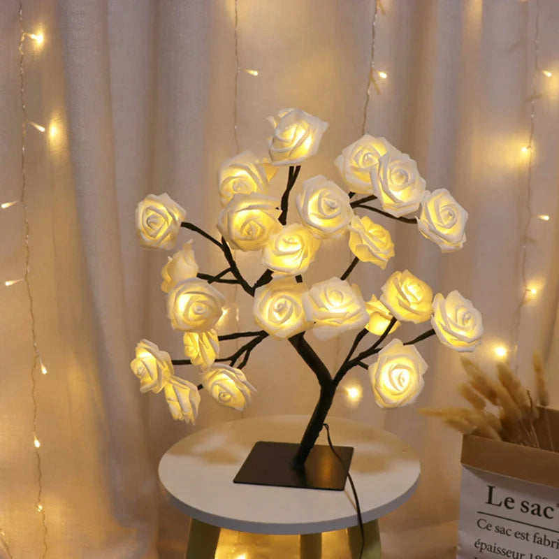 LED Rose Flower Table Lamp USB Fairy Lights Night Lights Home Celebration Wedding Bedroom Decoration