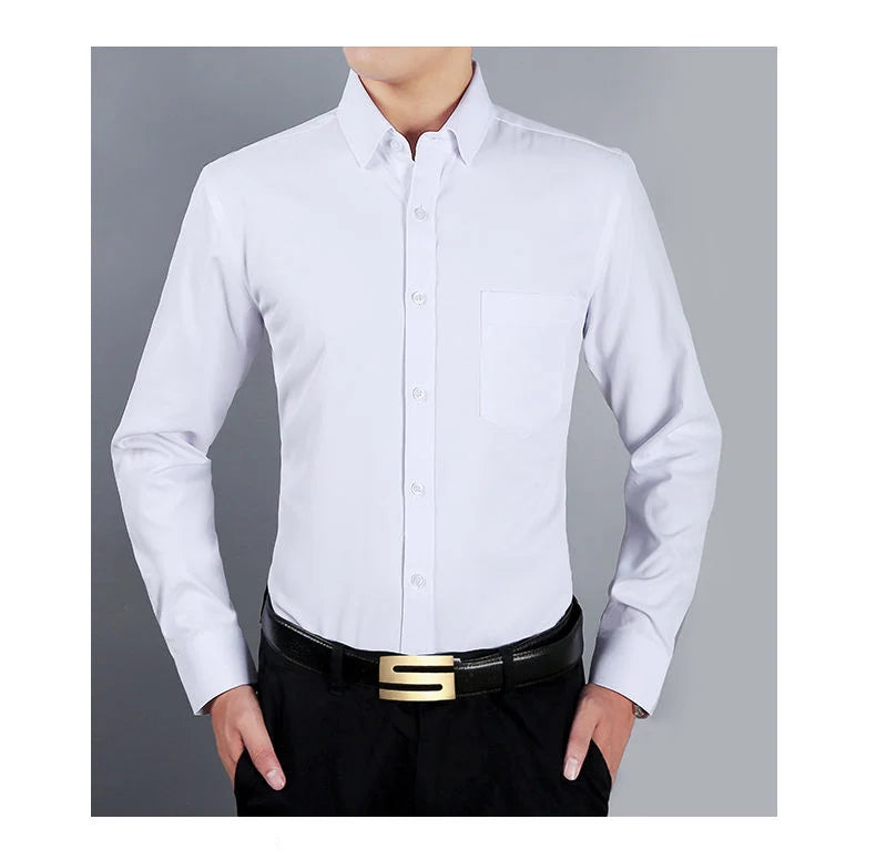 Plus Size 9XL 8XL Men's Business Casual Long Sleeved Shirt Classic Striped Male Social Dress Party Tuxedo Shirts Yellow Purple