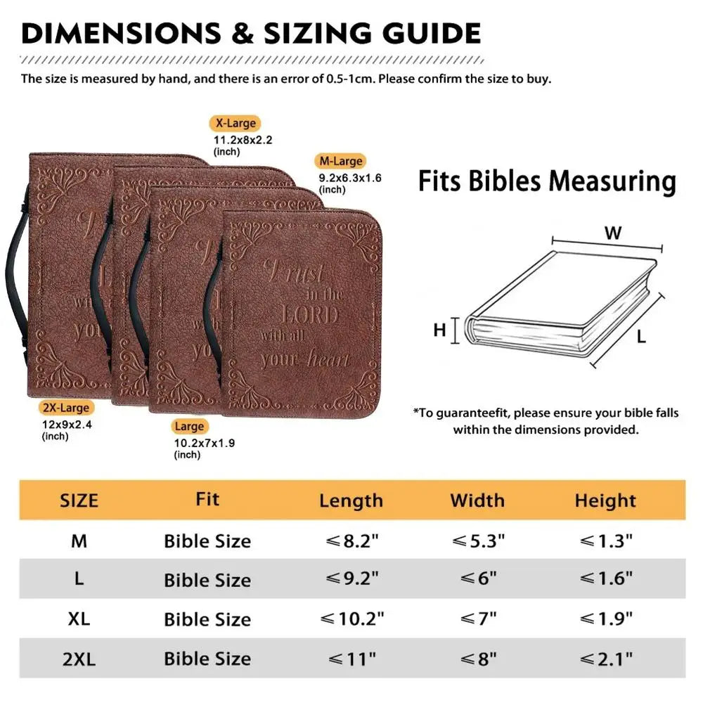 Vintage Bible Cover Carrying Case PU Leather Carrying Bag Protective Case Portable Carrying Book Case Church Bag With Handle