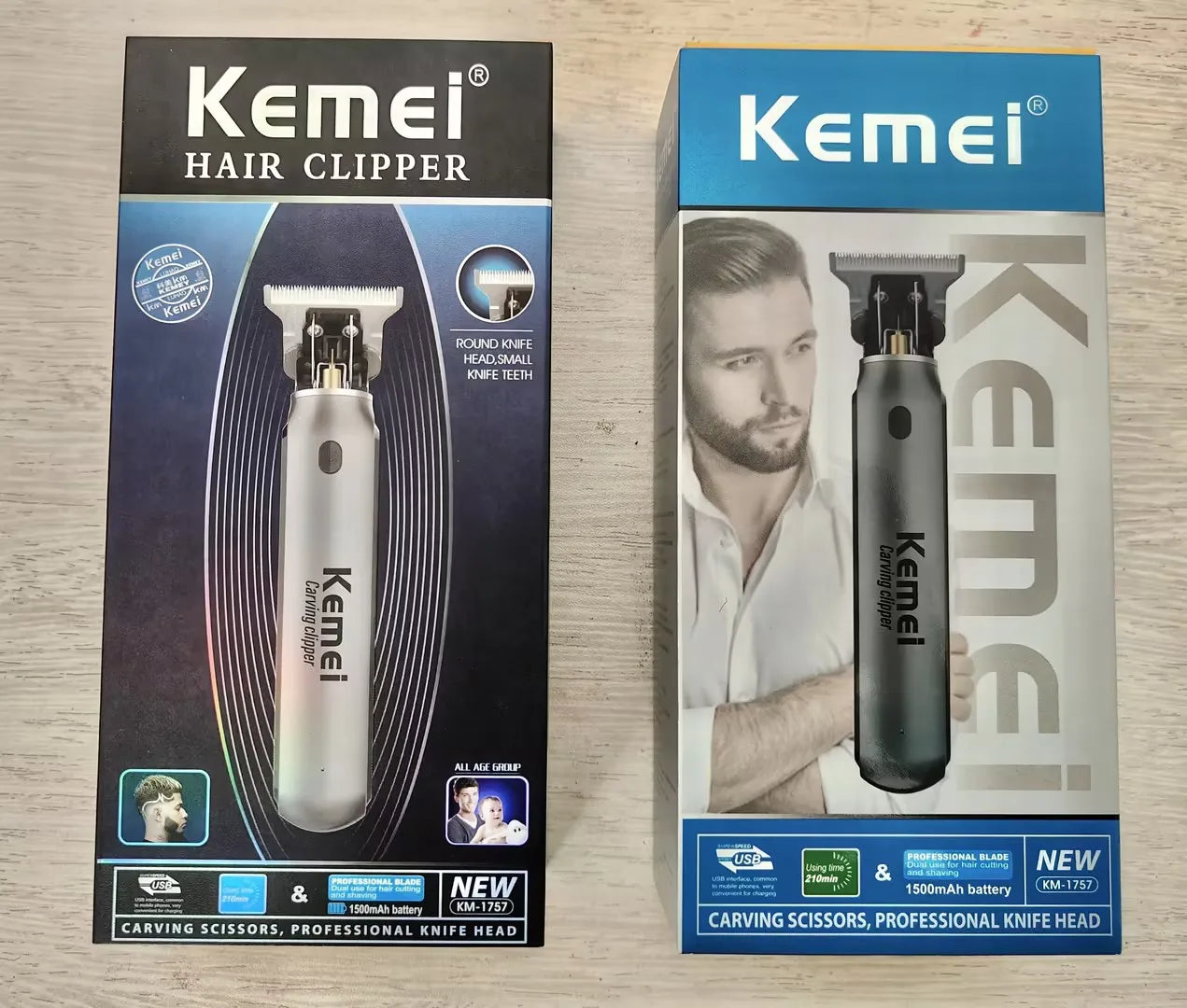 Kemei Mini Clippers Men's Beard Trimmer Zero Gapped T-Blade Hair Cutting Machine Cordless Professional clippers KM-1757