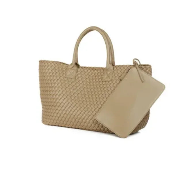 Luxury Woven Tote Women's Handbags Designer Large Shoulder Bags for Women 2025 Fashion PU Shopper Purses Composited Bags Clutch