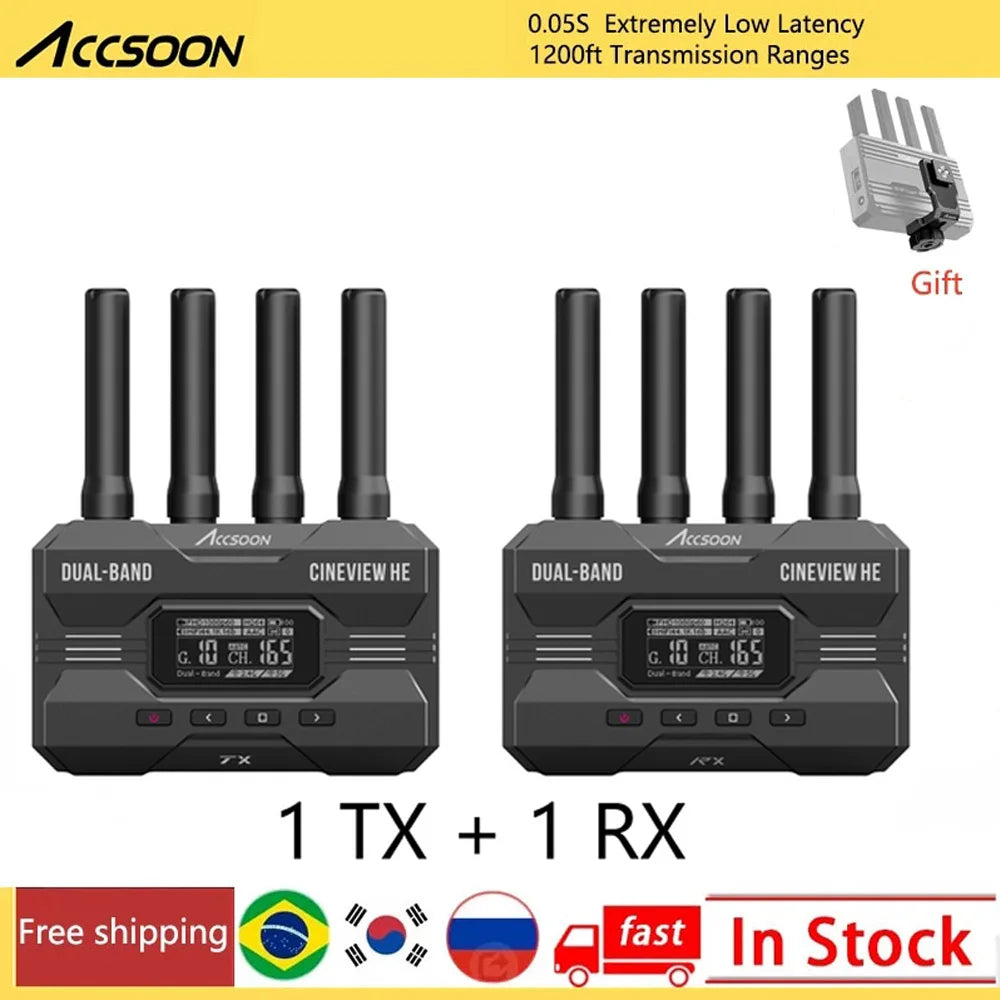Accsoon CineView HE 2.4Ghz 5Ghz Dual Band Wireless Video Transmitter Receiver Multi-Spectrum Wireless Video Transmission System