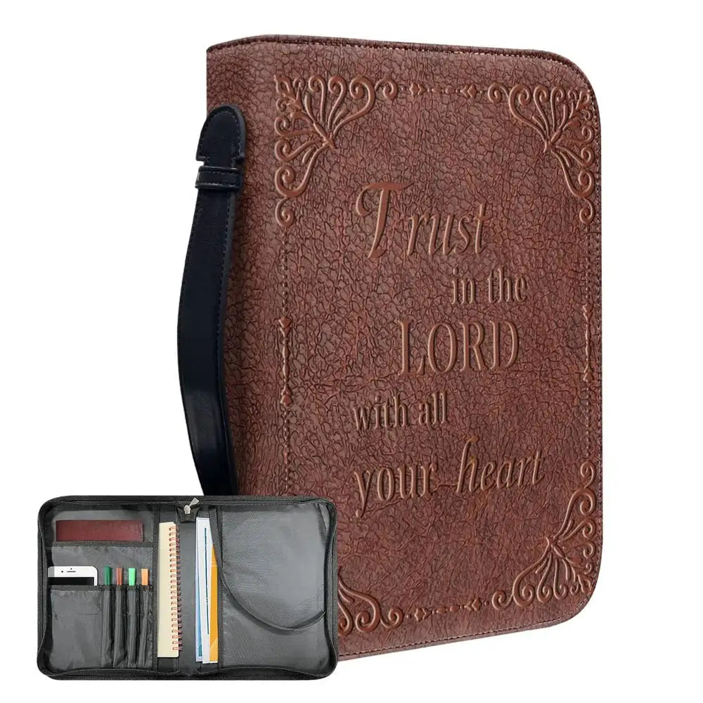 Vintage Bible Cover Carrying Case PU Leather Carrying Bag Protective Case Portable Carrying Book Case Church Bag With Handle