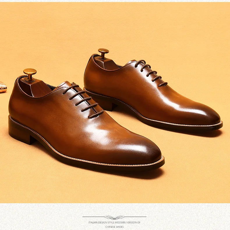 2024-2025 Italian Design Genuine Leather Shoes for Men Business Shoes Lace Up Oxfords Male Wedding Dress Shoes Men Plus Size 37-46