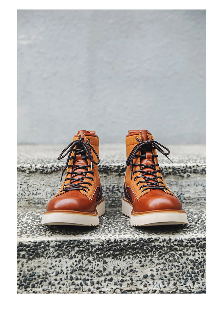 New Collection 2024-2025 Leather Boots Men's Retro Work Boots Lace Up Anti Slip Men's Boots Botas Masculino Chaussure Hommes Botas Para Hombre Botines Free gift after any purchase Free Laptop Stand