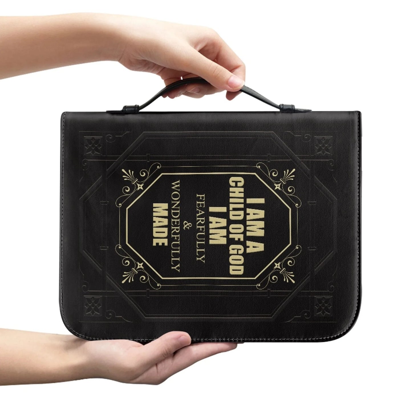 M Size Leather Cross Design Printed Book Bible Bag Student Travel Storage Bag One-handed Portable Storage Student Handbag