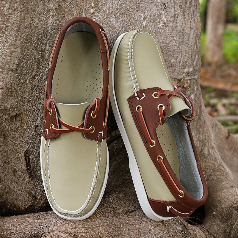 Summer 2024 Men's Shoes Luxury Brand Casual Shoes Classic Lace-up Leather Men Sneakers Handmade Designer Boat Shoes Driving Loafers