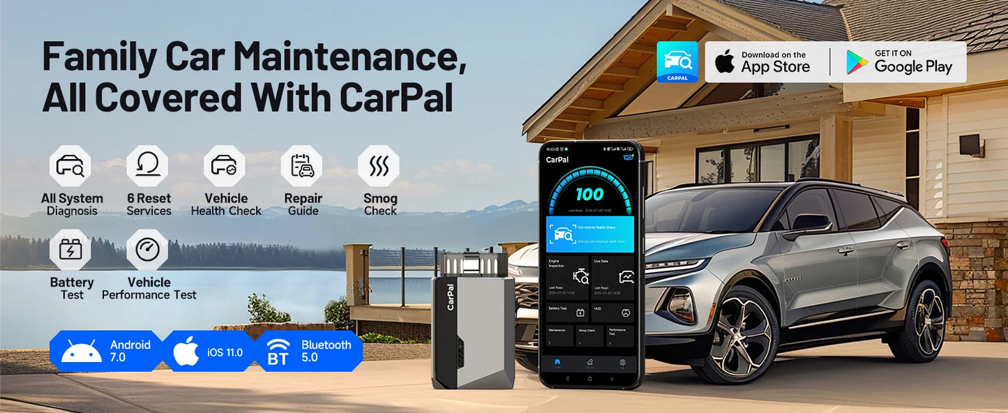 TOPDON Carpal OBD2 Scanner Bluetooth for Car All System Diagnostic Tool iOS Android Vehicle Health Check Smog Check Battery Test