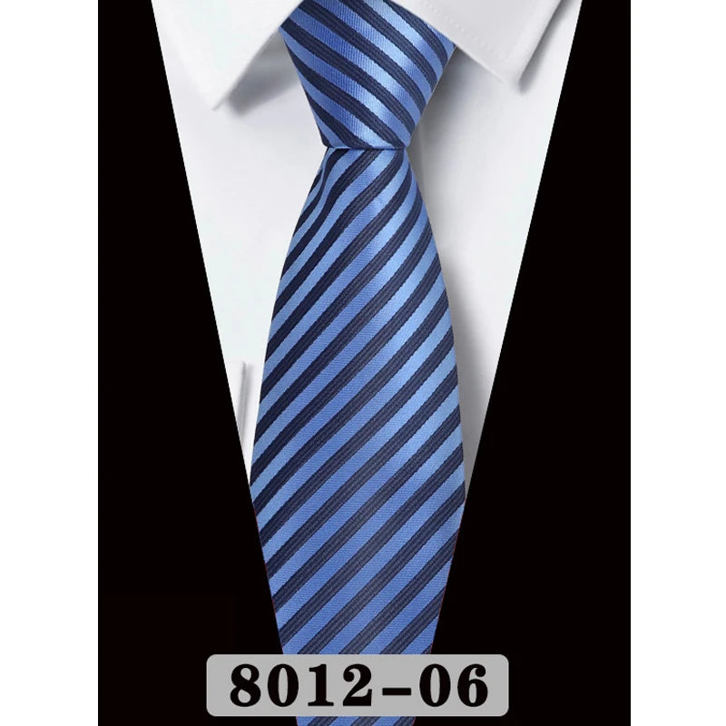 Men's Tie Fashion 8cm Classic Necktie Stripes Navy Blue Ties Business Wedding Mans Neckwear Gift Accessories