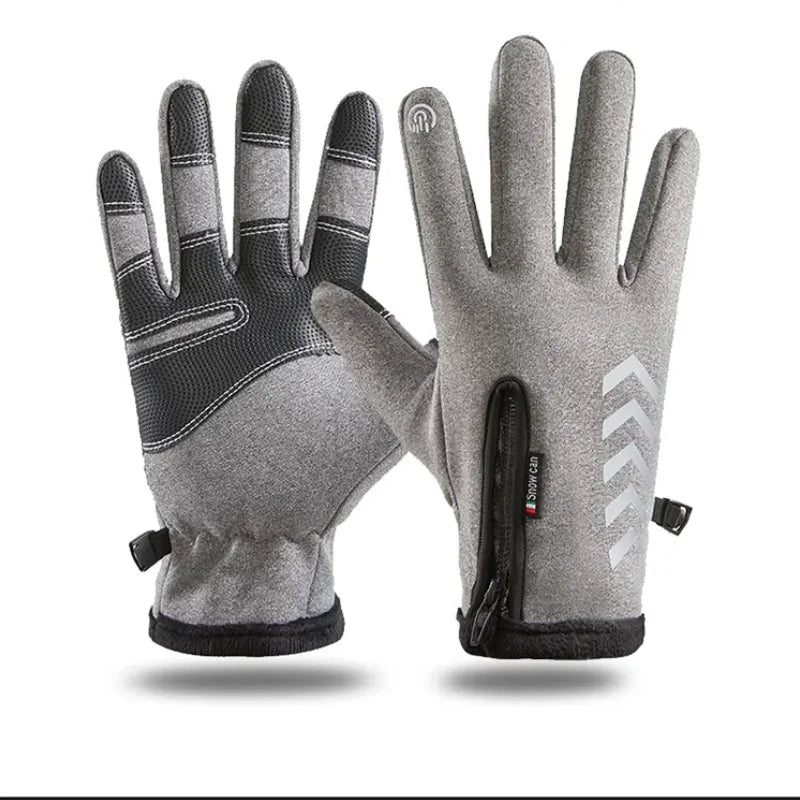 Motorcycle Gloves Winter Thermal Fleece Lined Winter Water Resistant Skin-friendly Touch Screen Outdoor Moto Riding Ski Gloves