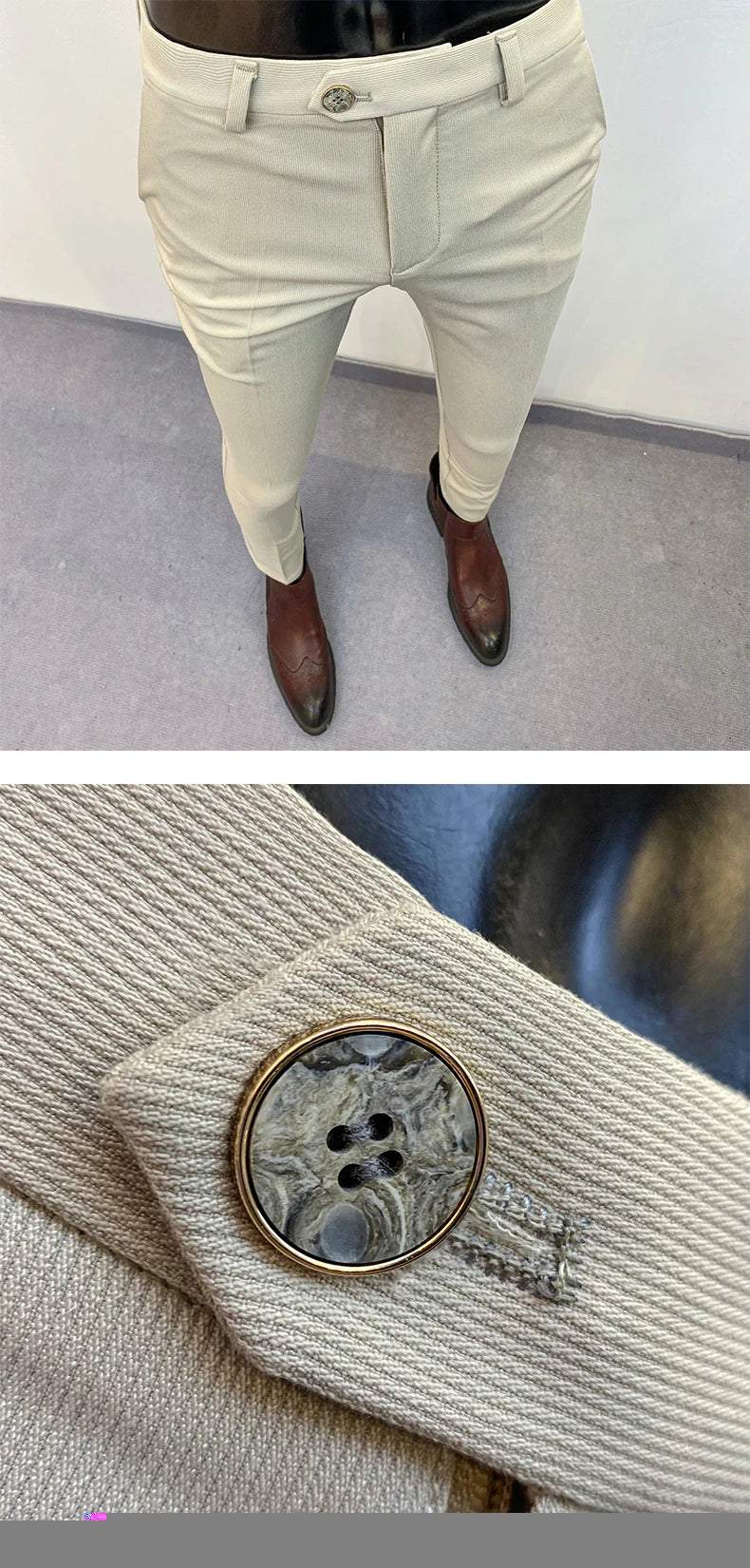 Men Suit Pants Formal Trousers Pantalone Hombre Stretch Slim Solid Color Casual Dress Full Length Pants Fashion New Men Clothing- FREE Laptop Stand is offer if you buy a pant