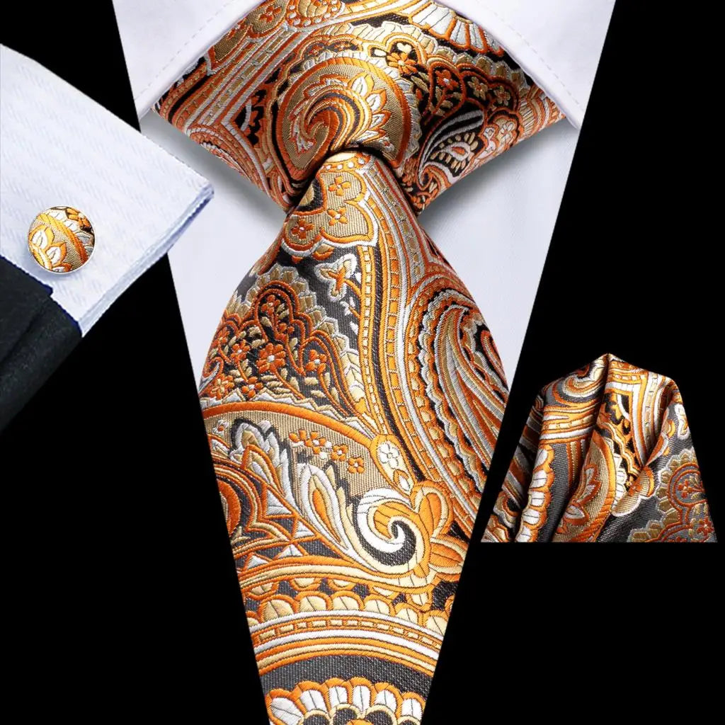 Our Brand  2025 Hi Tie Striped Sage Green Mens Fashion Necktie Handkerchief Cufflinks for Tuxedo Accessory Classic Silk Luxury Tie for Man Gift