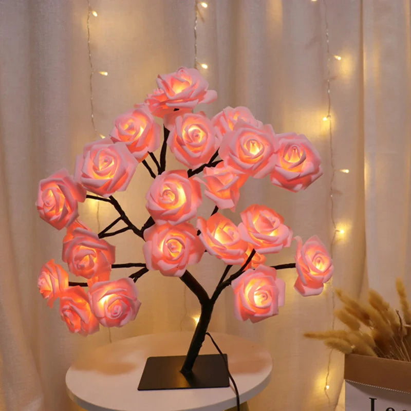 LED Rose Flower Table Lamp USB Fairy Lights Night Lights Home Celebration Wedding Bedroom Decoration