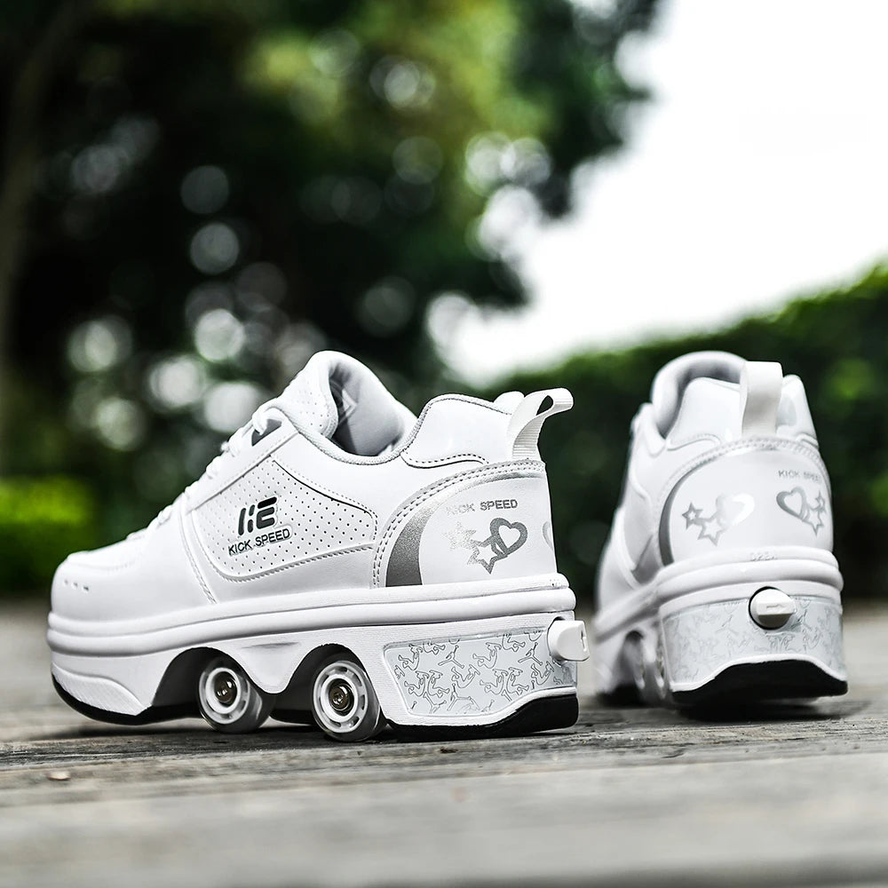 Roller Skates Running Sneakers Women's Roller Skates Adult Children Unisex Roller Skates Transformer Parkour Shoes 4 Wheels