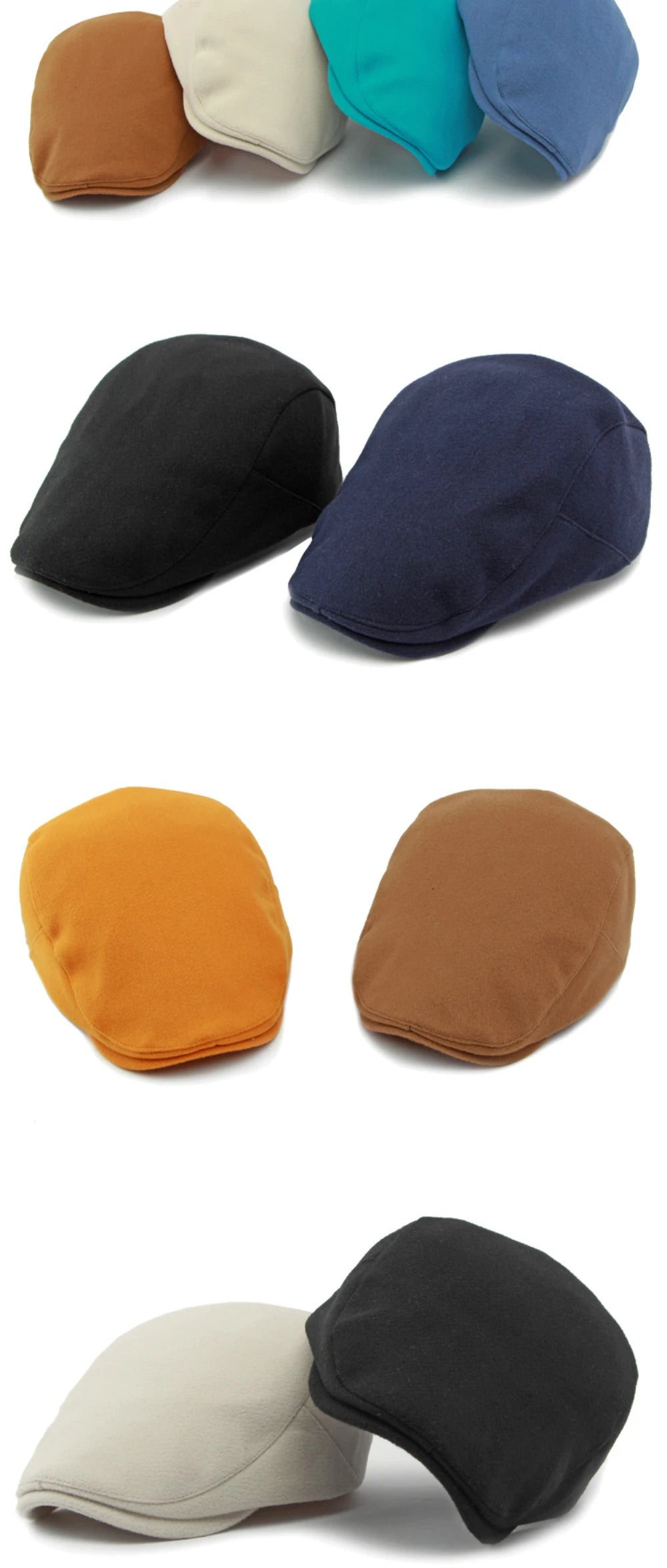 NEW 2025 Collections HT4292 Beret Cap Autumn Winter Cap Women Hat Solid Plain Artist Painter Beret Hat Adjustable   Flat Cap Men Wool Beret