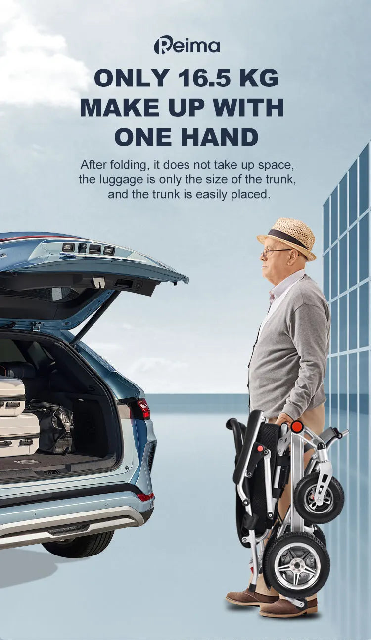 Seniors Disabled Elderly Nursing Health Care Products Khaki Folding Transport Electric Wheelchair with Arms Removable Footrest