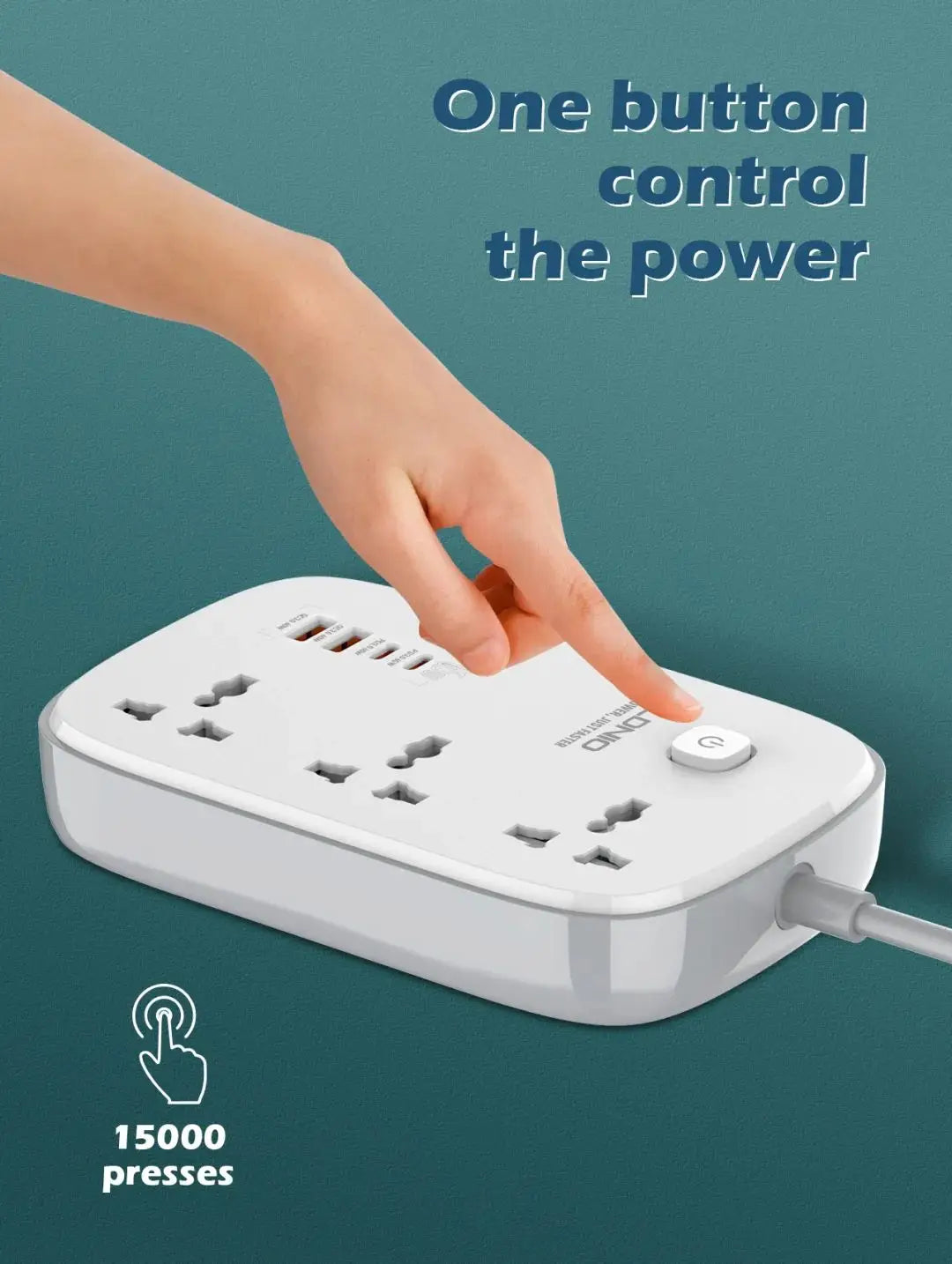 LDNIO Universal Power Strip with 65W GaN USB Charer 3250W Extension Cable Network Filter Surge Protector  EU/US/UK Plug Socket