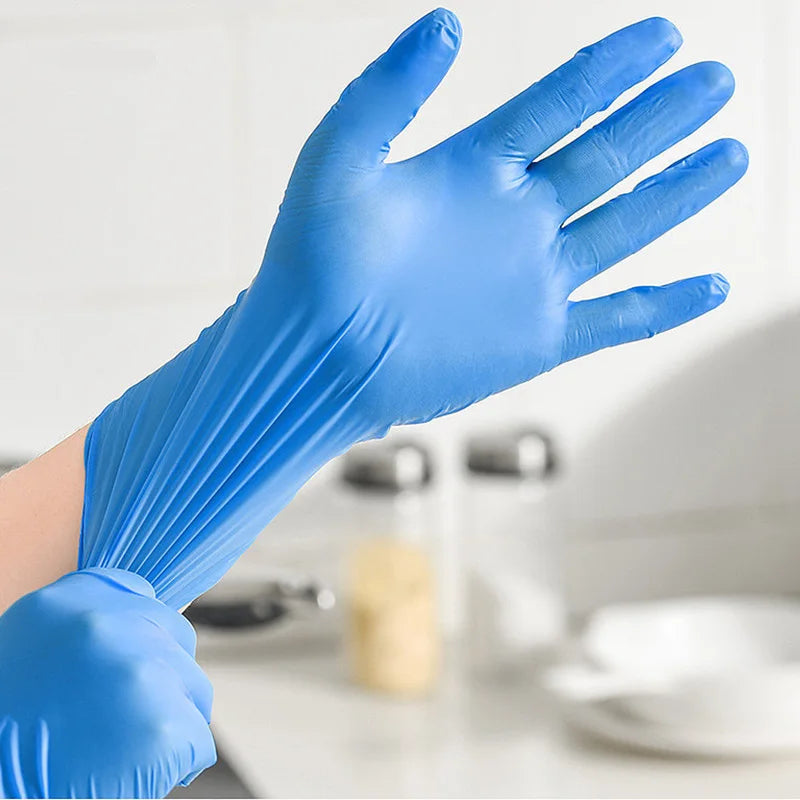 50/100PCS Blue Disposable Nitrile Gloves Household Waterproof Nitrile Gloves Gloves Medium, Blue Heavy Duty Disposable Gloves, Powder Free, Latex Free, and Protein Free, Medical, Food, Multi Use