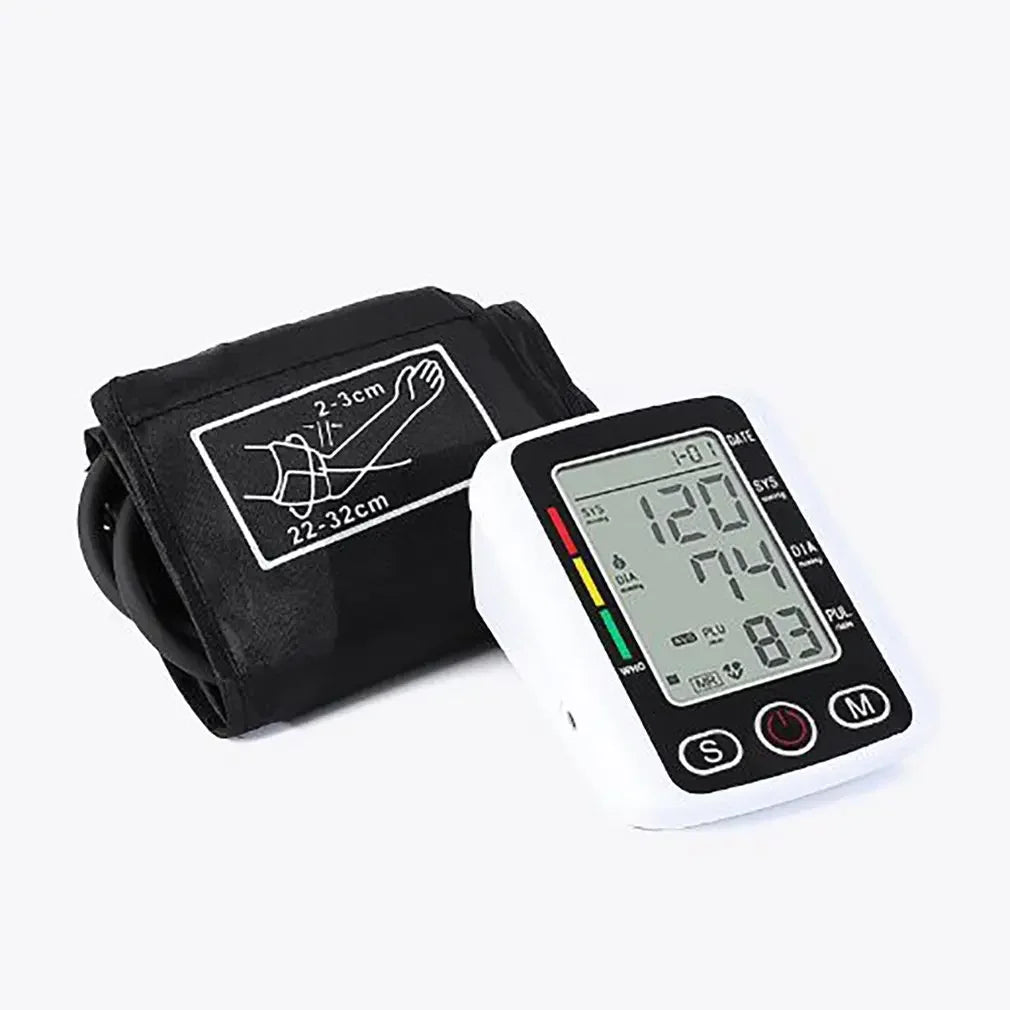 LCD Portable Health Care Pulse Meter BP Monitor Automatic Digital Arm Blood Pressure Monitor Tonometer Meter Sphygmomanometer