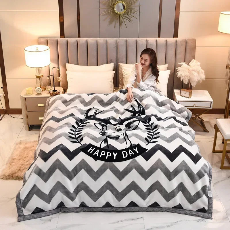 Raschel Mink Double Layer Winter Thick Plush Blanket For Bed Soft Warm Fluffy Throw Blankets 150x200cm Thicken Fleece Quilts