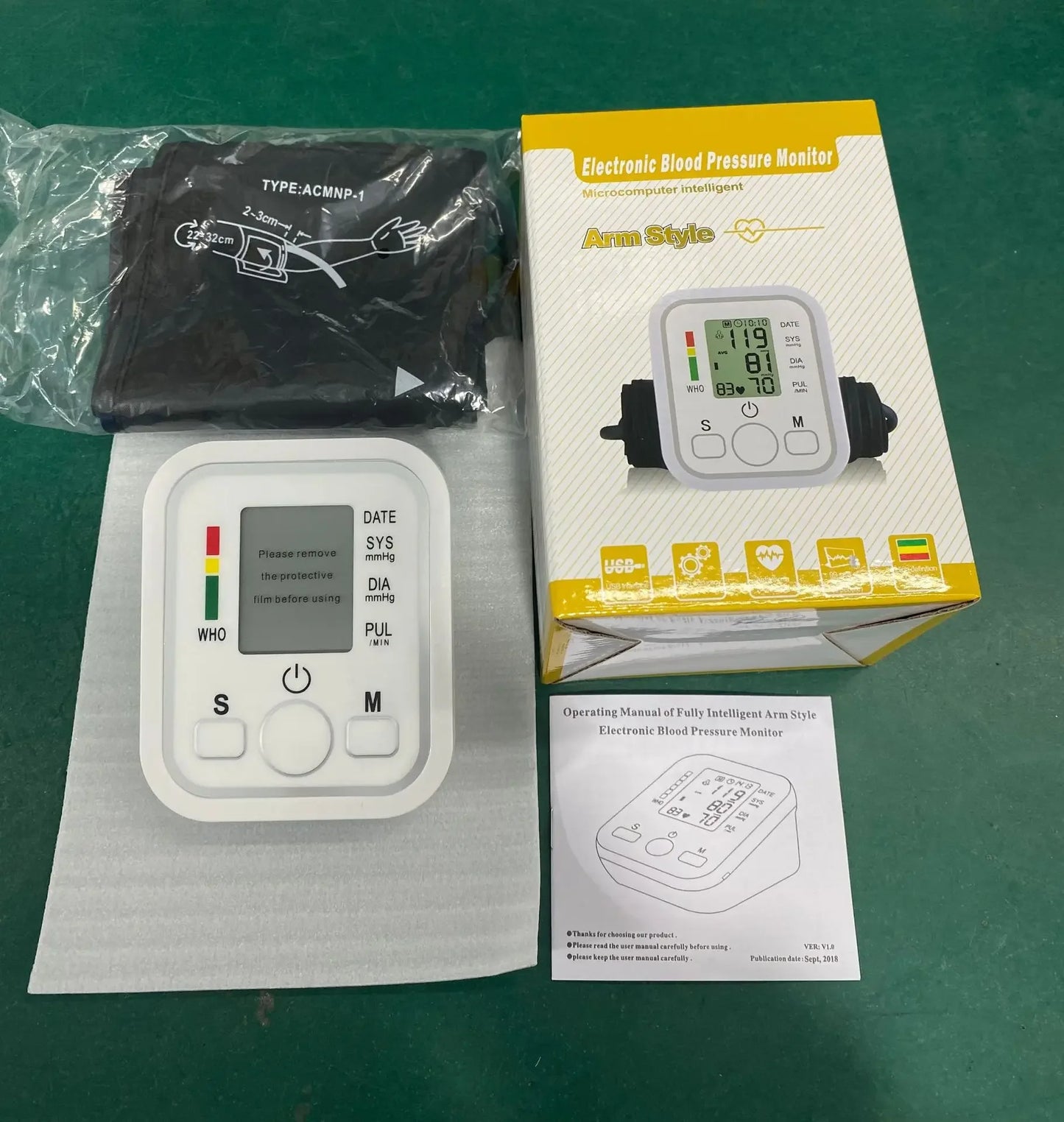 LCD Portable Health Care Pulse Meter BP Monitor Automatic Digital Arm Blood Pressure Monitor Tonometer Meter Sphygmomanometer
