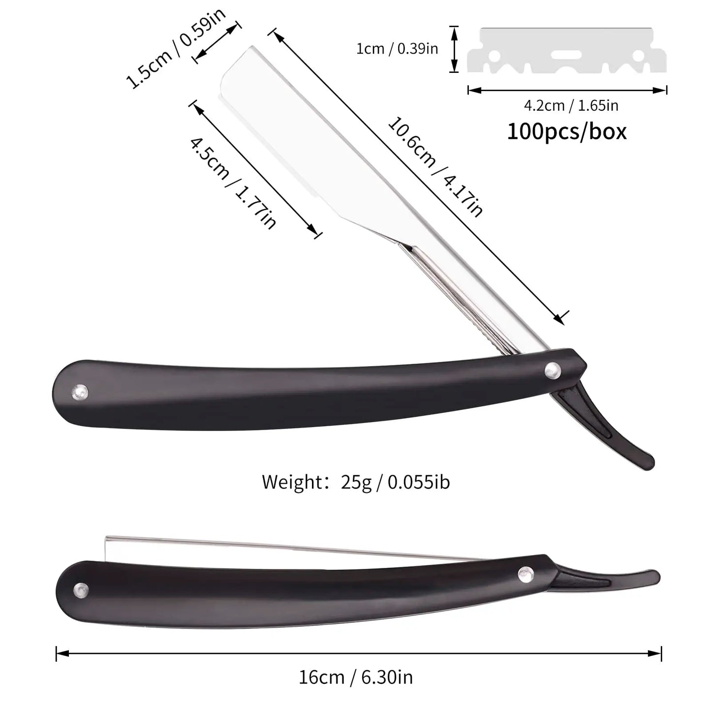 Hairdress Straight Edge Razor with 100pcs Single Straight Razor Professional Straight Blade Razor Men's Styling Tools