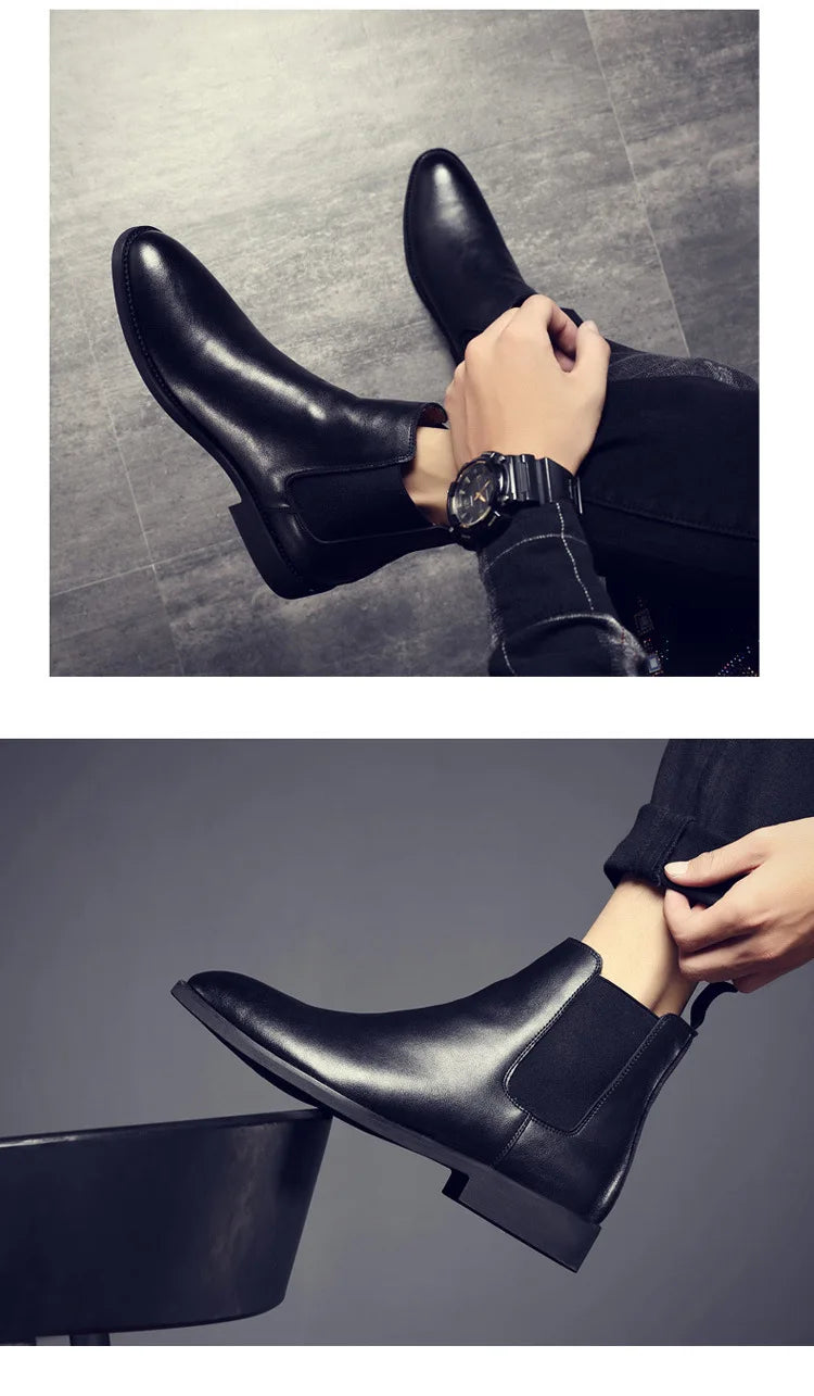 Luxury Designer New Autumn 2025  Winter Mens Pointed Suede Leather High Tops Dress Shoes For Male Formal Business Chelsea Ankle Boots