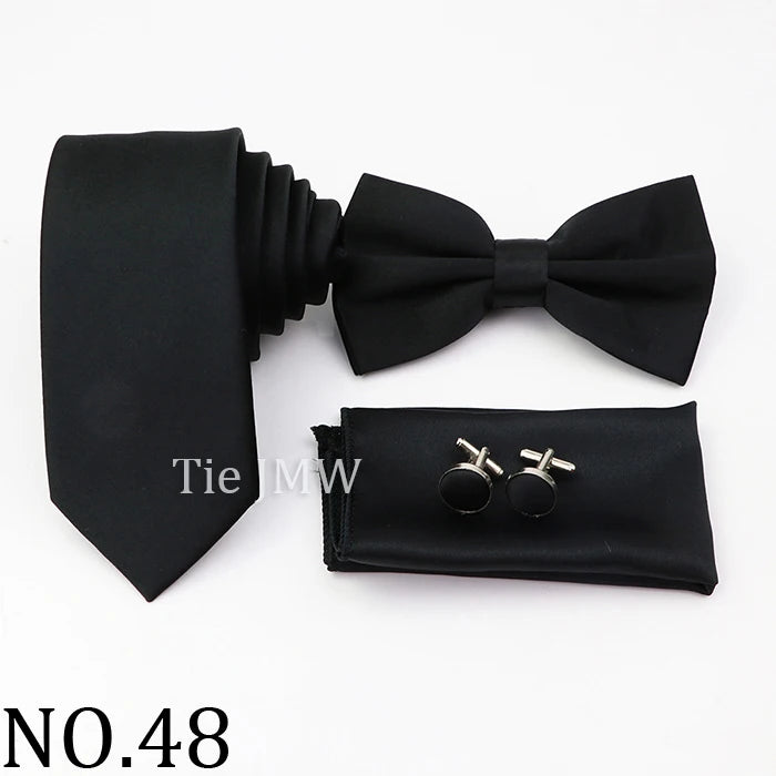 Hot Sale Pink Purple Sage Green Tie Set Polyester Necktie Bowtie Cufflink Brooch For Groom Suit Wedding Cravat Shirt Accessory