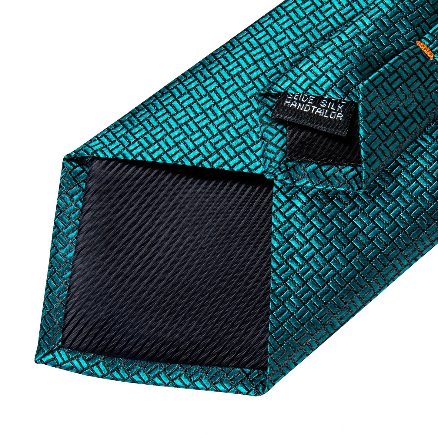 DiBanGu Mens Necktie Teal Green Blue Solid Design Silk Wedding Tie For Men Hanky Cufflinks Tie Set Fashion Bussiness Party